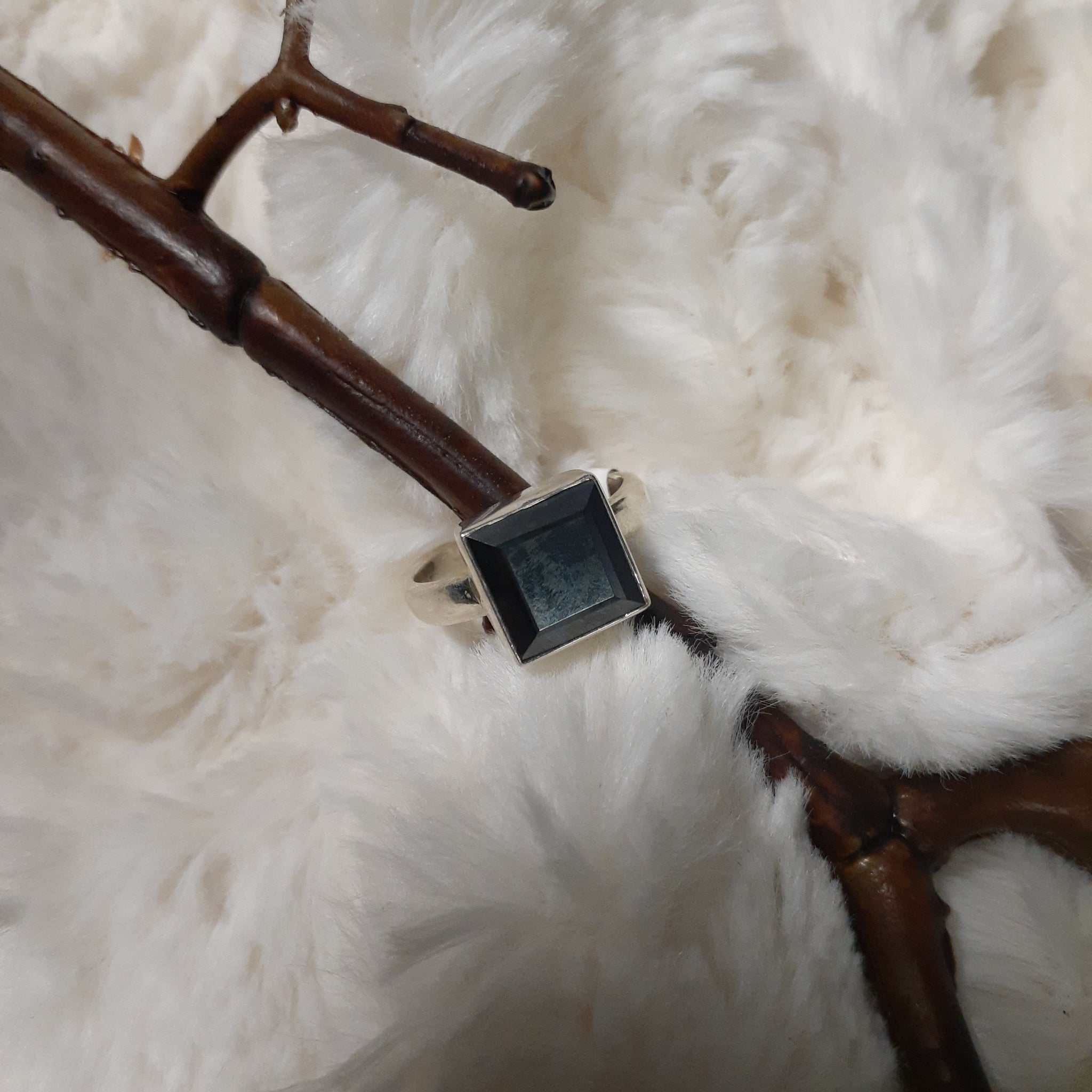 Hematite Sterling Silver Square Ring