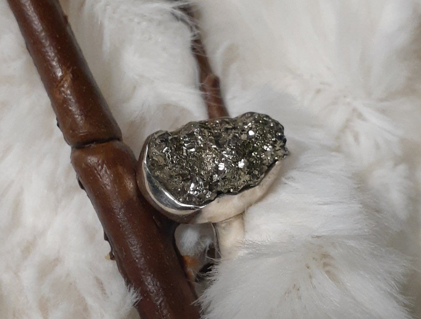 Pyrite Druzy Ring