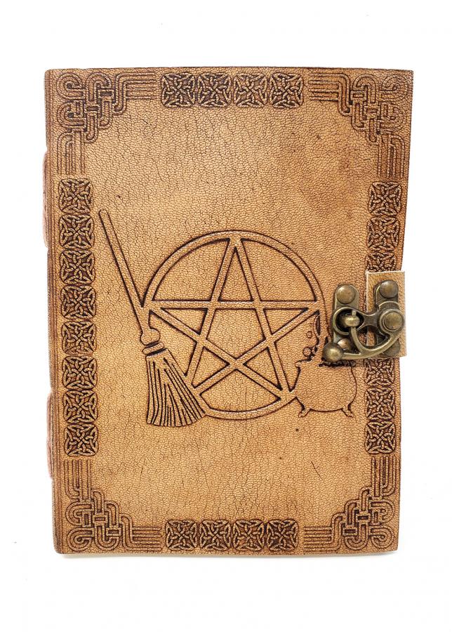 Pentagram Broom Leather Journal with Latch Closure