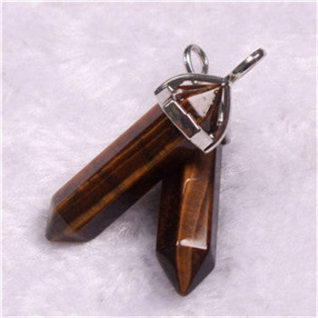 Tigers Eye Stone Point Pendant Necklace
