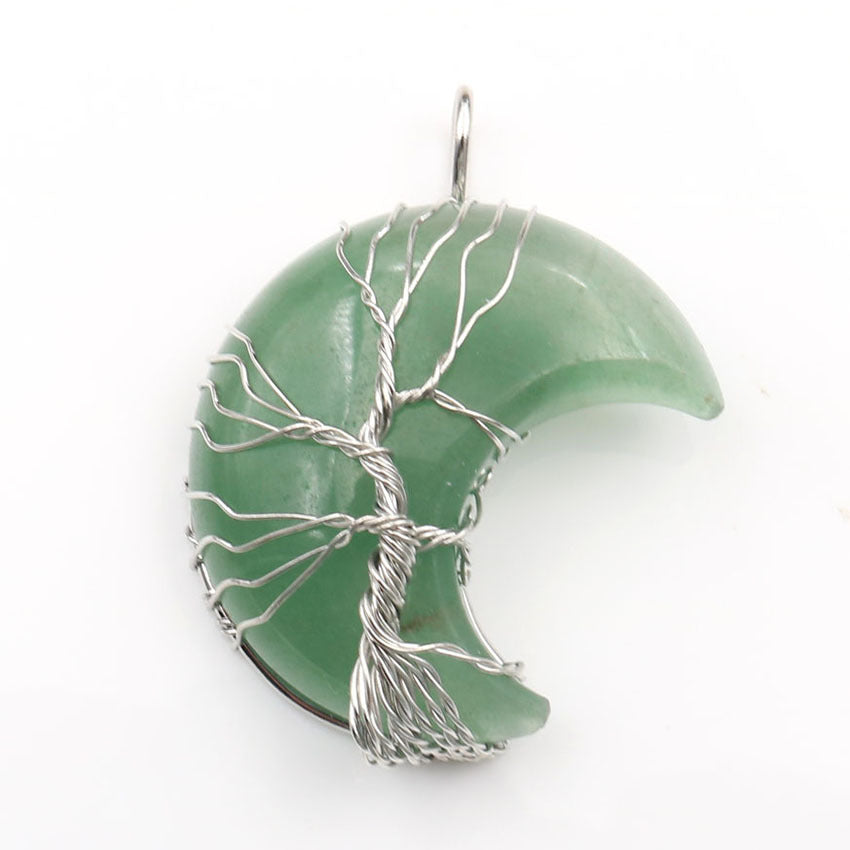 Green Aventurine Moon with The Tree of Life