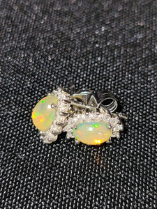 Australian Opal with Cubic Zirconia Earring