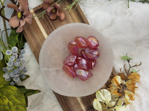 Rose Red Aura Quartz Tumbled