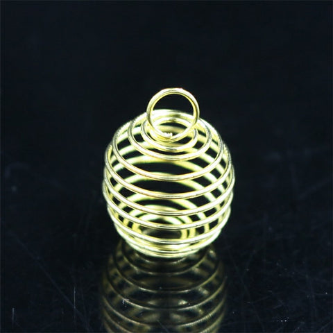 Gold Spiral Cage Pendant 25mm
