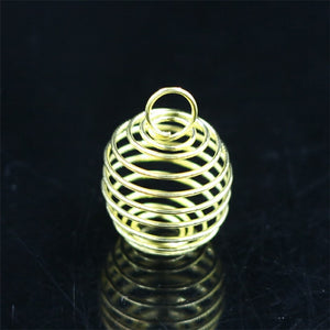 Gold Spiral Cage Pendant 14 mm