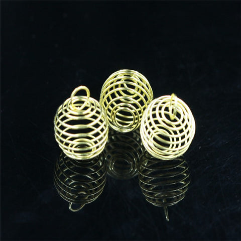 Gold Spiral Cage Pendant 9mm