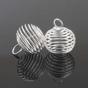Silver Spiral Cage Pendant 33mm