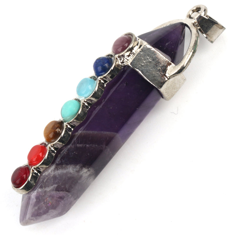 Amethyst Natural Pendant with 7 Chakras