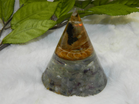 Orgonite Cone Ammonite in Fluorite