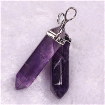 Amethyst Stone Point Pendant Necklace