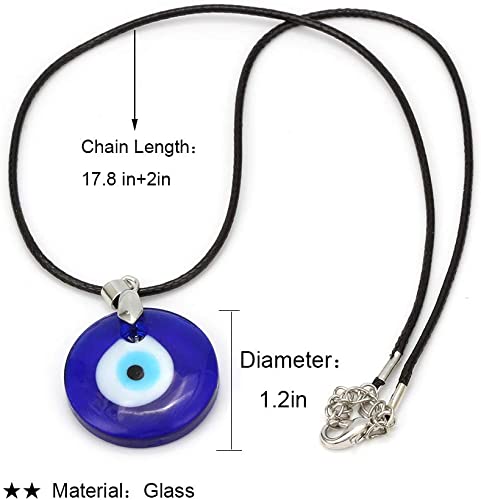 Evil Eye Blue Turkish Glass Leather Cord Pendant Necklace