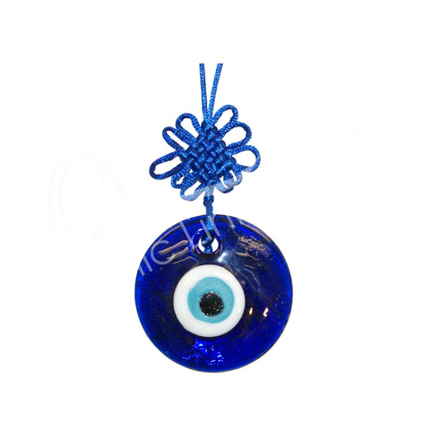 Evil Eye Round Glass with Knot