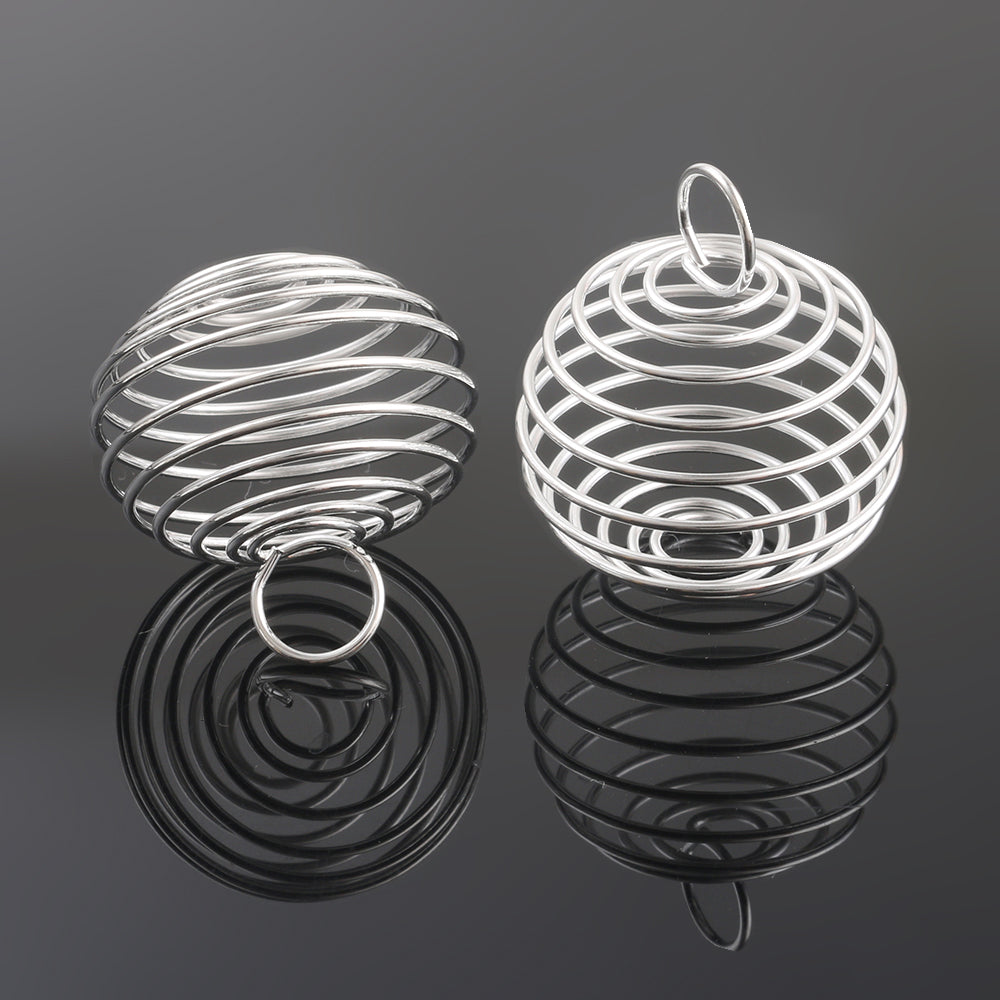 Silver Spiral Cage Pendant 20mm