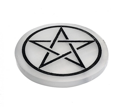 Selenite Altar Tile Pentagram