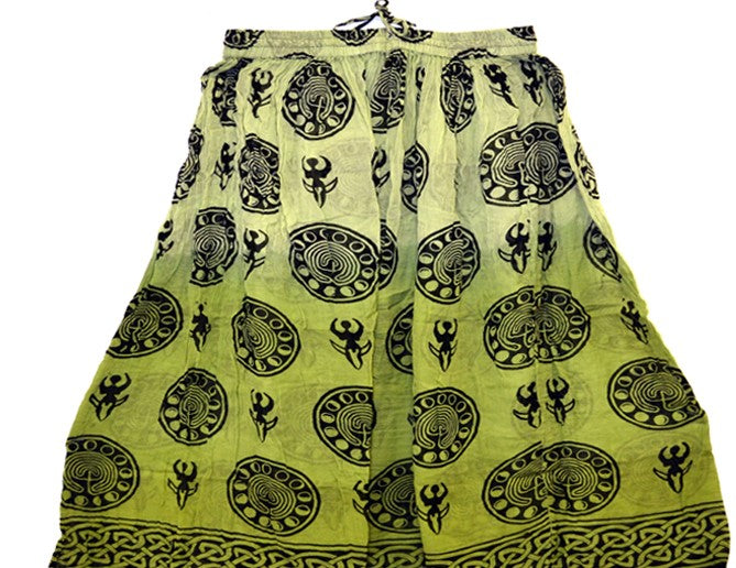 Goddess of Earth Cotton Skirt Green Crinkle Style