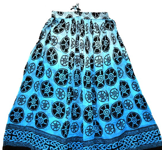 Spiral Cotton Skirt Turquoise & Blue Crinkle Style
