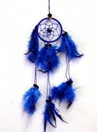 Dream Catcher With Blue Feathers & Beads