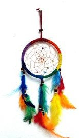 Multi Colored Dreamcatcher With Feathers & Beads