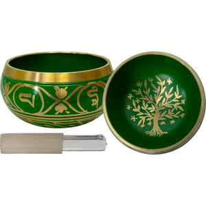 Tree of Life Colored Singing Bowl Green Small