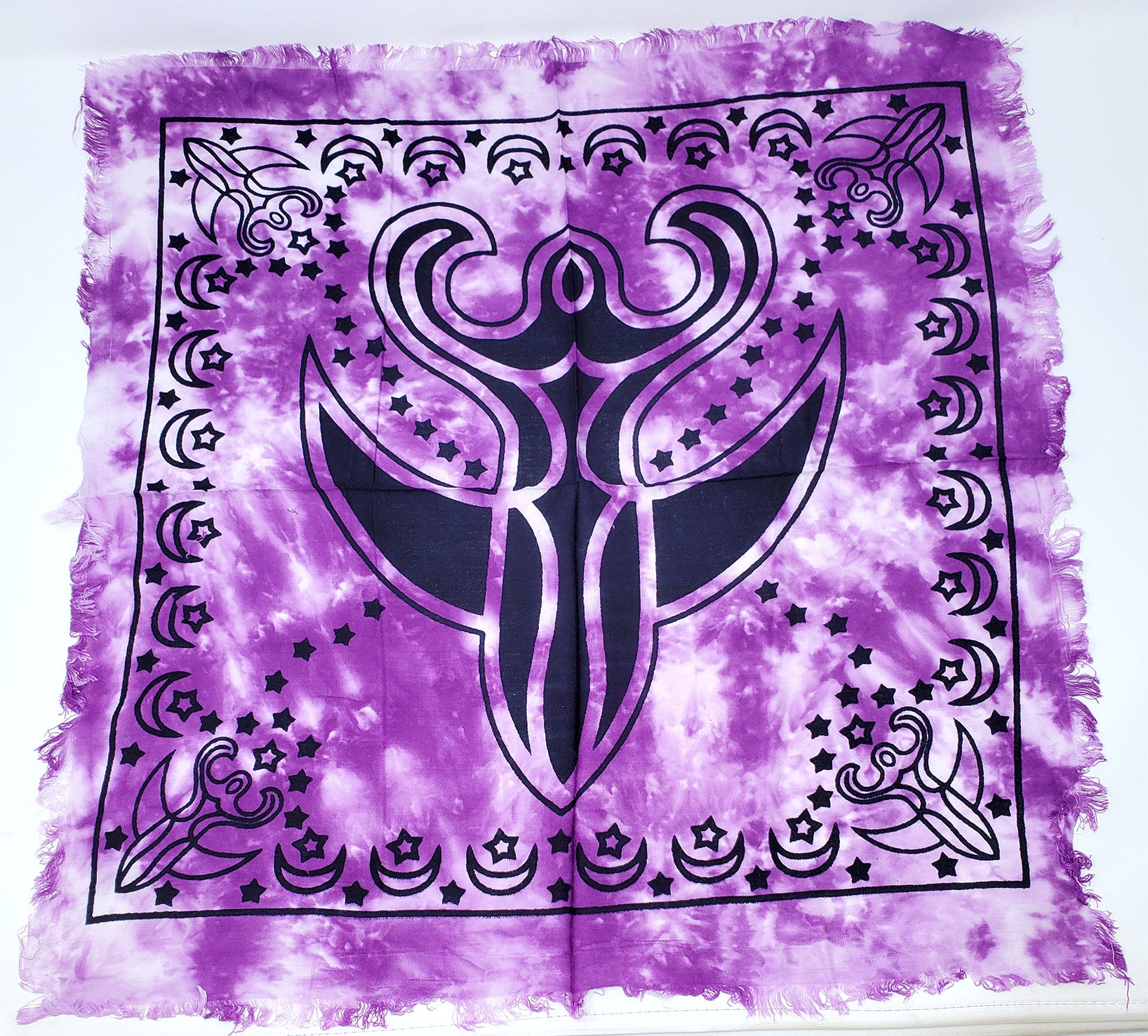 Goddess Altar Cloth with Fringe & Purple Tie Dye Color