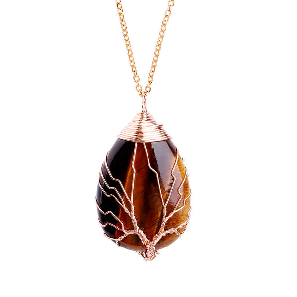Natural Pendant Gold Wire Wrapped Tree