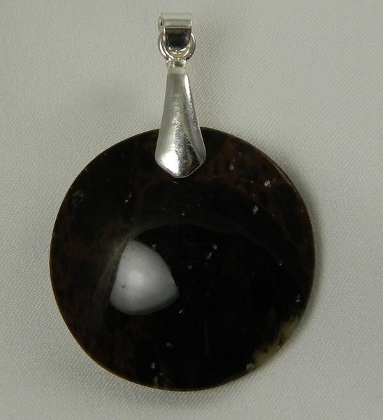 Black Golden Obsidian Pendant Round