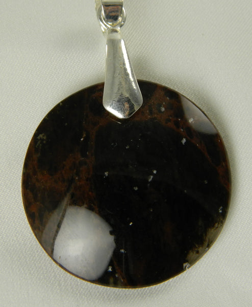 Black Golden Obsidian Pendant Round