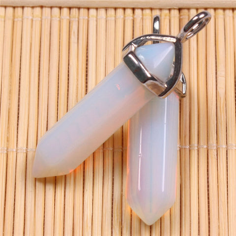 Opalite Stone Point Pendant Necklace
