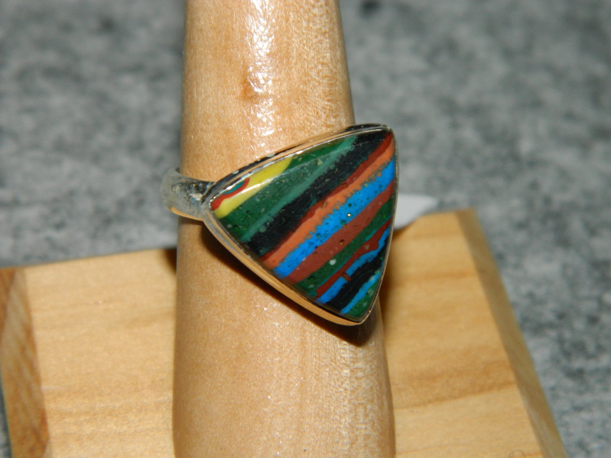 Rainbow Calsilica Sterling Silver Ring