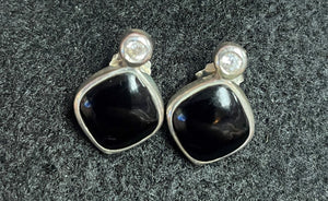 Onyx With Crystal Earring