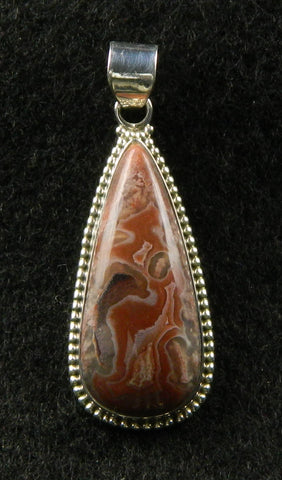Crazy Lace Agate Stone Pendant in Sterling Silver