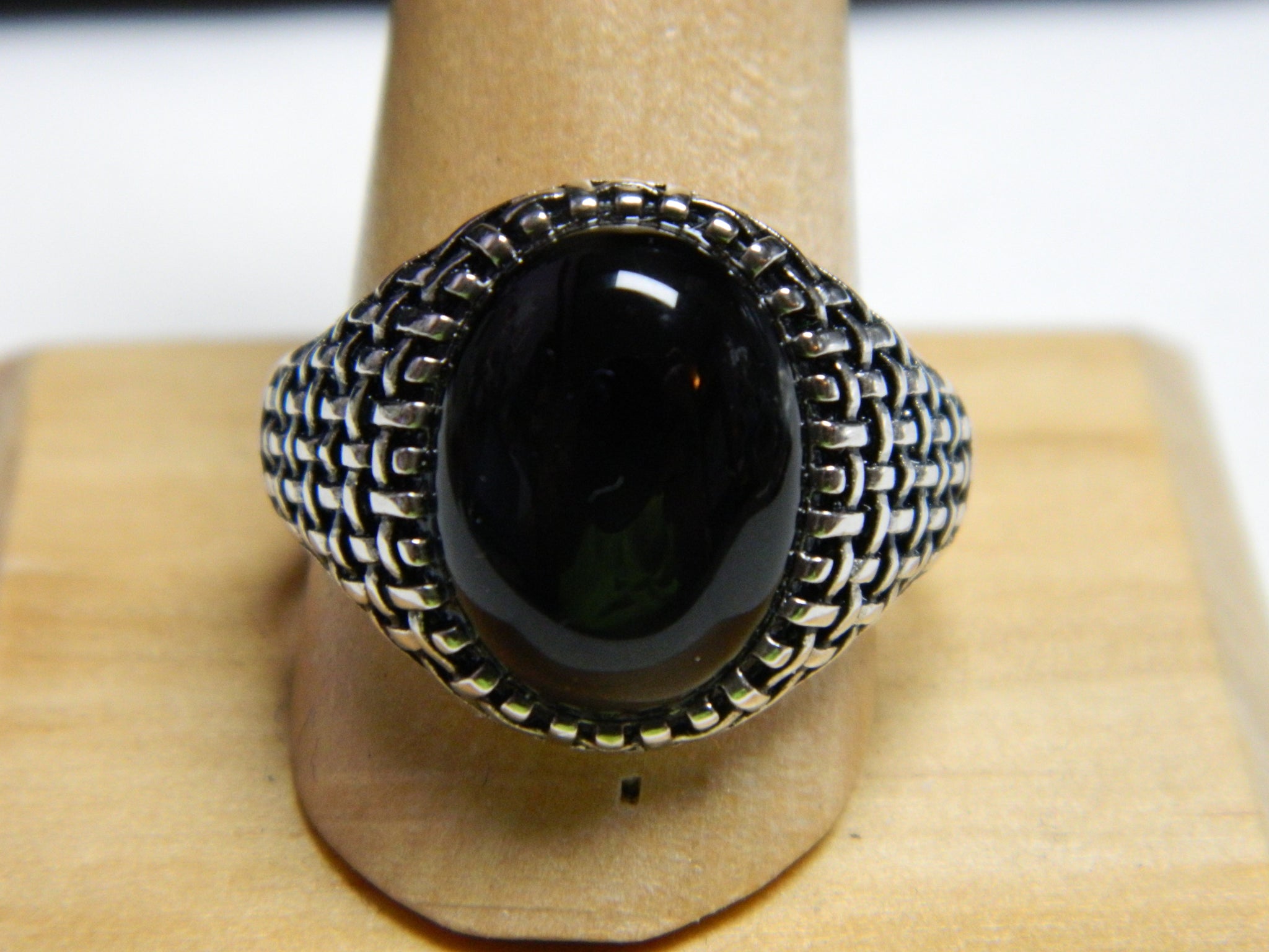 Mens Style Ring Sterling Silver Onyx