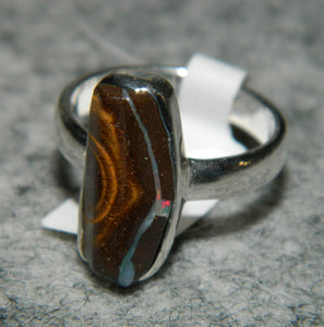 Boulder Opal Sterling Silver Ring