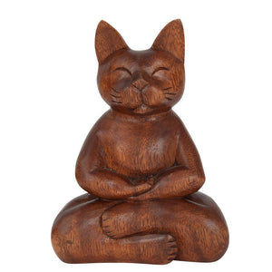 Meditating Wooden Cat
