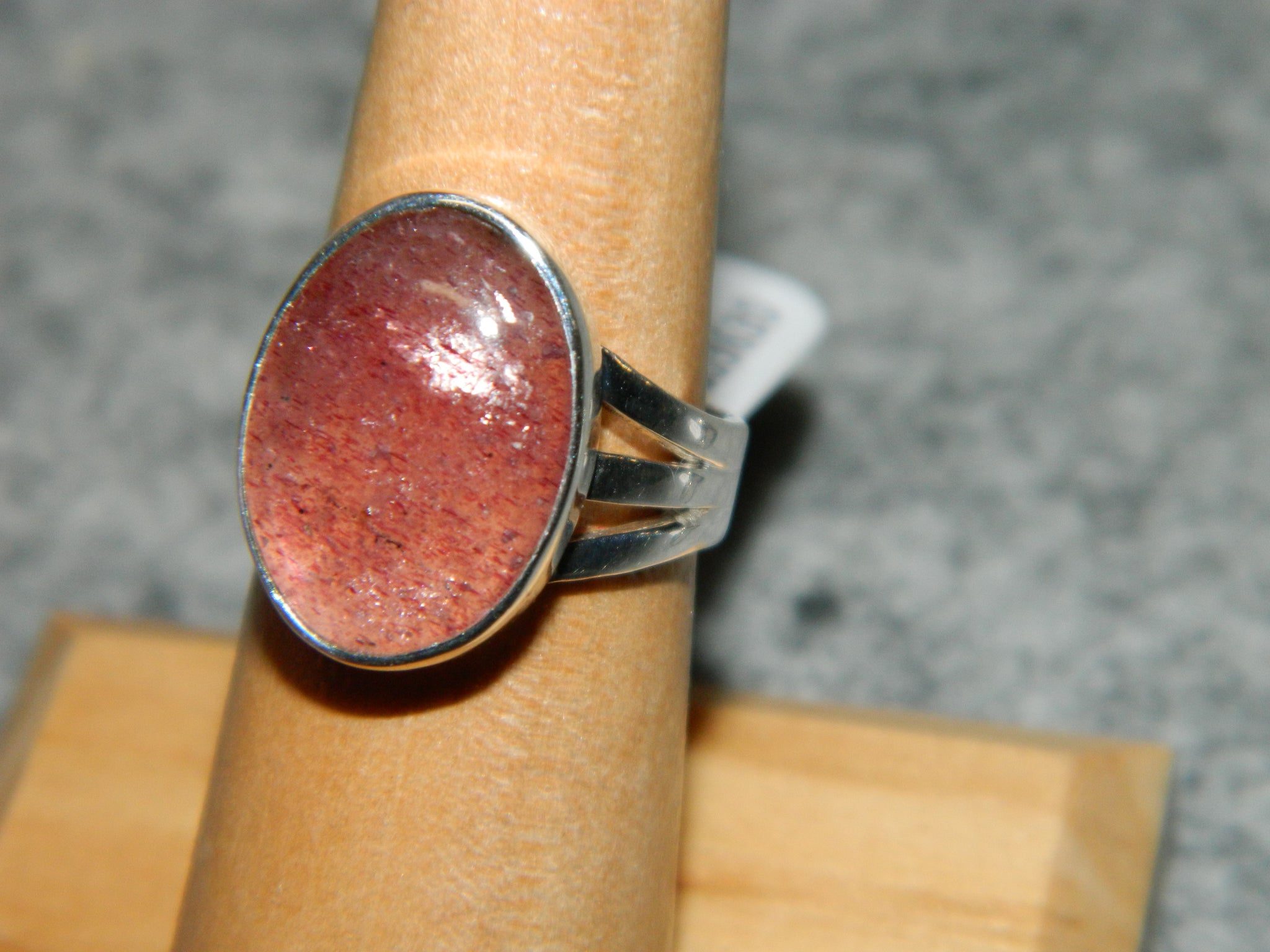 Strawberry Quartz Sterling Silver Oval Ring