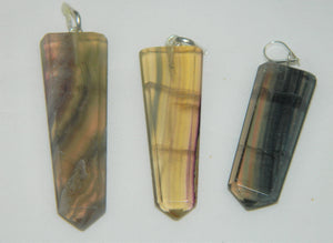 Yellow Fluorite with Purple bands Flat Pencil Pendants