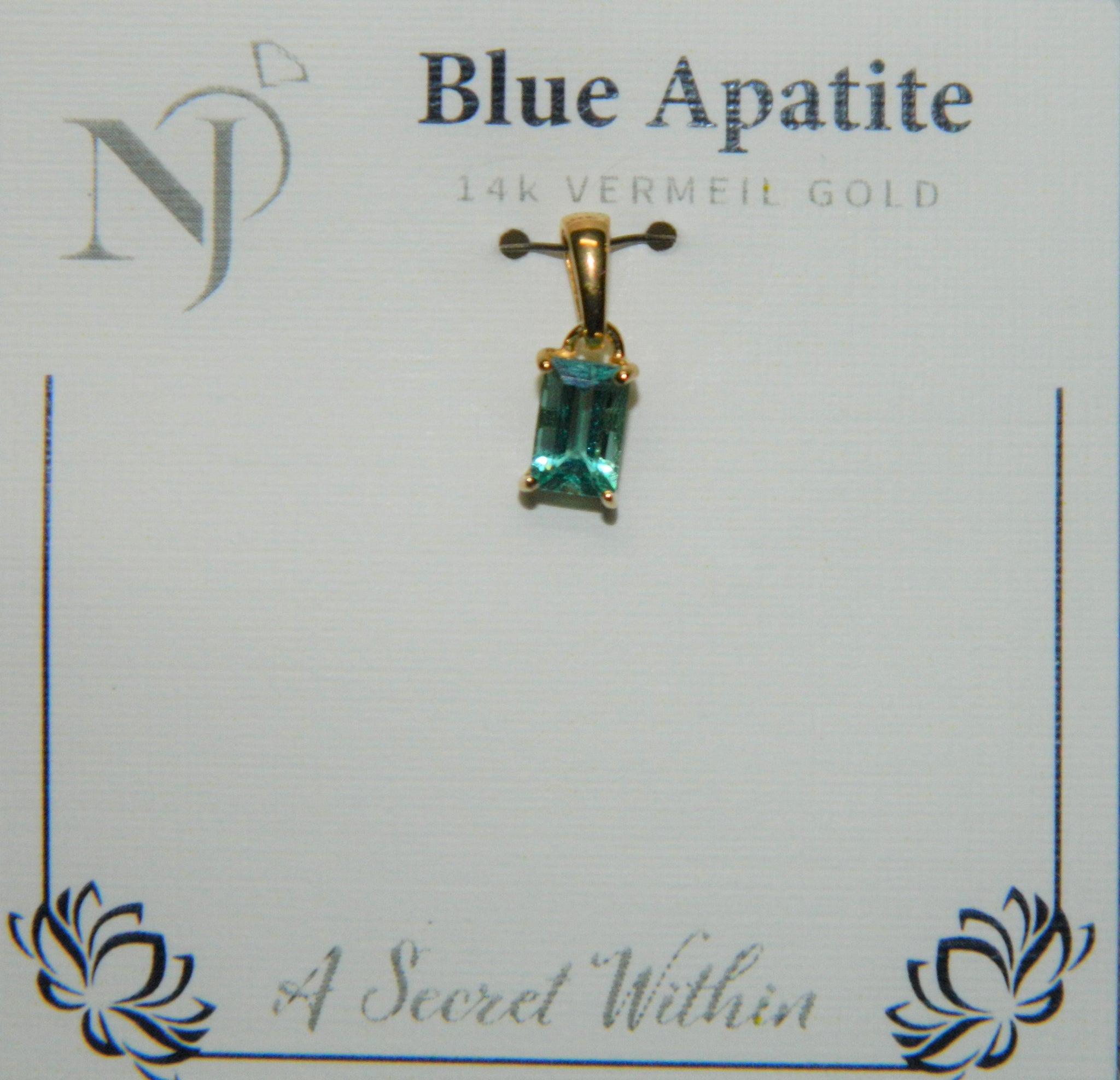 14K Vermeil Gold Pendant Blue Apatite