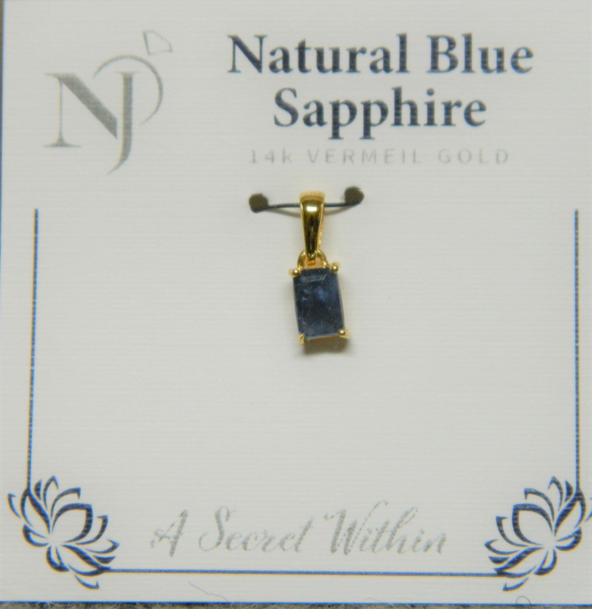 14K Vermeil Gold Pendant Natural Blue Sapphire