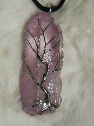 Light Purple Dyed Quartz Point with Silver Wire Tree