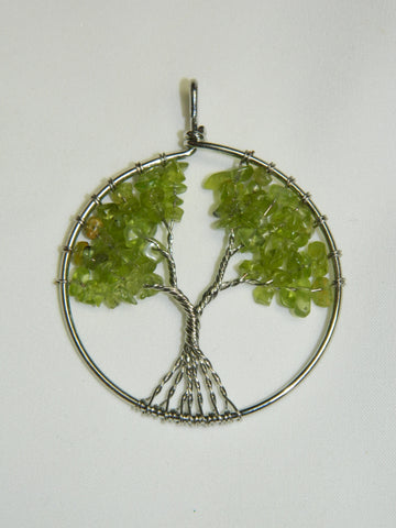 Peridot Wire Wrapped Tree of Life Pendnat