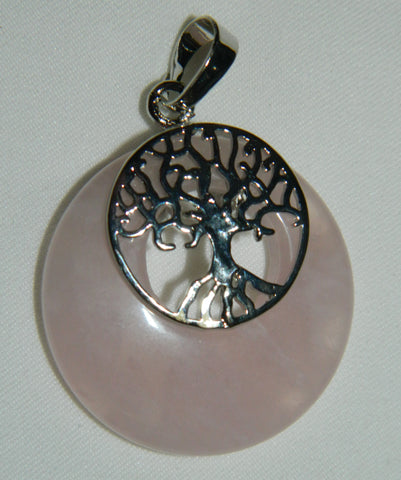 Tree Of Life Pendant with Rose Quartz Stone