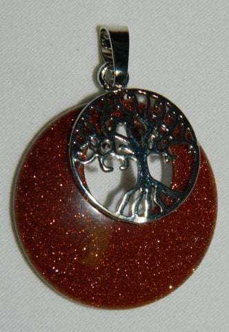 Goldstone Tree Of Life Pendant with Natural Stone