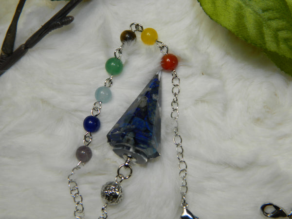 Pendulum Stones in Orgonite with Charka Bead chain