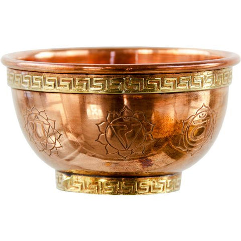 Copper Offering Bowl 7 Chakras Engraved