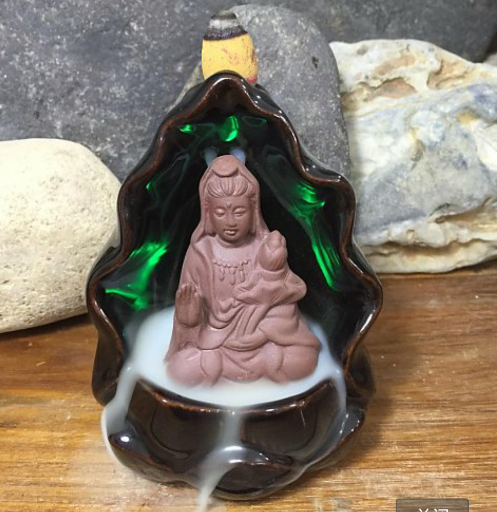 Kuan Yin ceramic Backflow Incense Holder