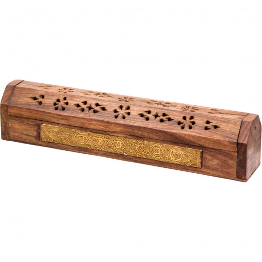 Seven Chakras Laser Etched Wood Incense Storage Box