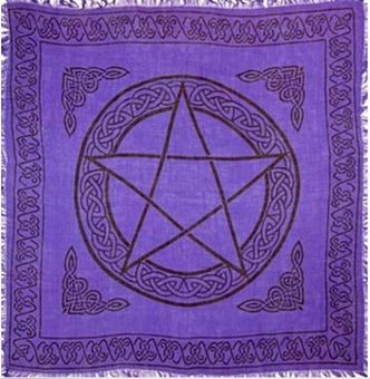 Pentagram Altar Cloth Purple & Black