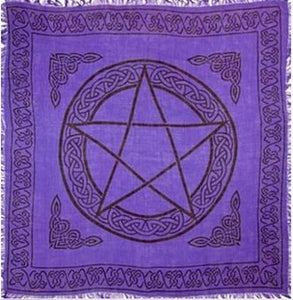 Pentagram Altar Cloth Purple & Black