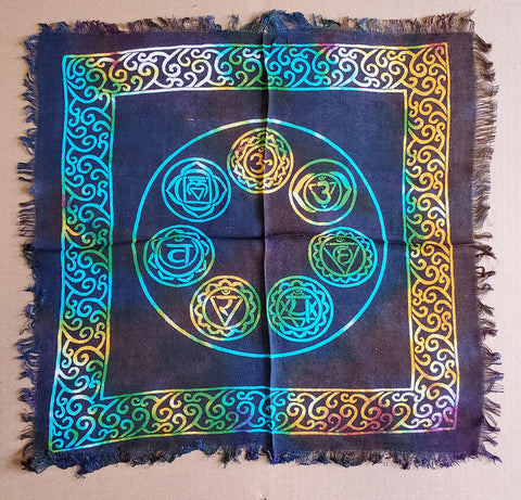 Seven Chakra Altar Cloth with fringe Multi Color