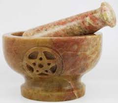 Soap Stone Pentacle Carved Mortar & Pestle